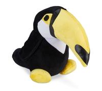 Relaxdays Butoir de Porte Toucan, pour Le Sol, Tissu Doux, arrêt décoratif intérieur, 1 kg, 20 cm de Haut, Noir/Jaune