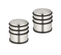 Relaxdays Butoir porte en lot 2, acier inoxydable, antidérapant, haut & lourd, antidérapant, HD 7,5 x 7 cm, argenté/noir