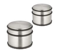 Relaxdays Butoir porte en lot 2, acier inoxydable, antidérapant, haut & lourd, antidérapant, HD 7,5 x 9 cm, argenté/noir