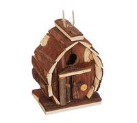 Relaxdays Cabane à Oiseaux décorative, Bois de Sapin, à Suspendre ou Poser, H x L x P : 14,5 x 10,5 x 7,5 cm, Nature