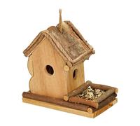 Relaxdays Cabane à Oiseaux décorative, en Bois, à Suspendre, HxLxP : 21 x 21 x 12,5 cm, pour Balcon et Jardin, Nature