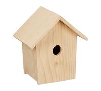 Relaxdays Cabane à Oiseaux décorative, en Bois, Suspendre, HLP : env. 21 x 19 x 14 cm, Jardin et Balcon, Nature