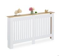 Relaxdays Cache-radiateur, Design Moderne, Tablette Pratique, en MDF, H x L x P : 83 x 152 x 19 cm, Blanc