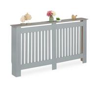 Relaxdays Cache-radiateur, Design Moderne, Tablette Pratique, en MDF, H x L x P : 83 x 152 x 19 cm, Gris