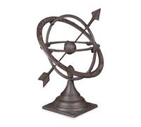Relaxdays Cadran solaire, design antique, décoration de jardin, résistant, fixage au sol, 42cm, fonte, marron