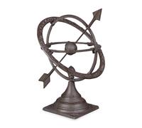 relaxdays, marron Cadran solaire, design antique, décoration de jardin, résistant, fixage au sol, 42cm, fonte