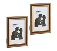Relaxdays Cadre Photo, Lot de 2, 20x30 cm, Format Portrait ou Paysage, à accrocher ou Poser, Passe-Partout, doré