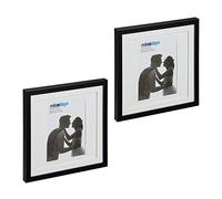 Relaxdays Cadre Photo, Lot de 2, 25x25 cm, Format Portrait ou Paysage, à accrocher ou Poser, Passe-Partout, Noir