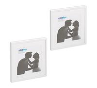 Relaxdays Cadre Photo, Lot de 2, 38,5 x 38,5 cm, Forme carrée, à accrocher ou Poser, Passe-Partout, Blanc