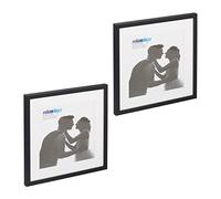 Relaxdays Cadre Photo, Lot de 2, 38,5 x 38,5 cm, Forme carrée, à accrocher ou Poser, Passe-Partout, Noir
