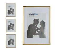 Relaxdays Cadre Photo, Lot de 4, DIN A4, Passe-Partout 15 x 20 cm, Portrait ou Paysage, Porte-Photo à Poser ou à Suspendre, doré