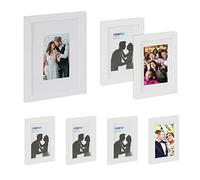Relaxdays Cadre Photo, Lot de 7, Plusieurs Tailles, Format, à accrocher ou Poser, Passe-Partout, Blanc