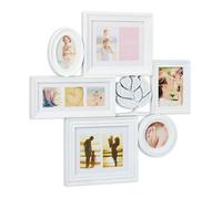 relaxdays Cadre Photo pêle-mêle, 10 Images, Collage Mural, Plastique, Souvenirs, Famille, HxL 70,5 x 70,5 cm, Blanc