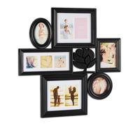relaxdays Cadre Photo pêle-mêle, 10 Images, Collage Mural, Plastique, Souvenirs, Famille, HxL 70,5 x 70,5 cm, Noir