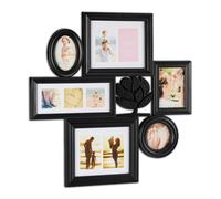 relaxdays Cadre Photo pêle-mêle, 10 Images, Collage Mural, Plastique, Souvenirs, Famille, HxL 70,5 x 70,5 cm, Noir