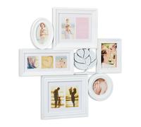 relaxdays Cadre Photo pêle-mêle, 10 Images, Collage Mural, Plastique, Souvenirs, Famille, HxL 70,5 x 70,5 cm, Blanc