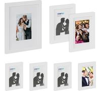 Relaxdays Cadre Photo, Lot de 7, Plusieurs Tailles, Format, à accrocher ou Poser, Passe-Partout, Blanc