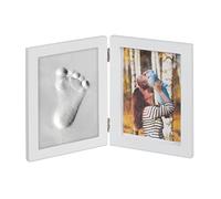 relaxdays Cadre Photos bébé avec Empreintes plâtre, Jeu pour Main ou Pied; DIY Empreinte bébé avec Cadre, Blanc