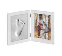 relaxdays Cadre Photos bébé avec Empreintes plâtre, Jeu pour Main ou Pied; DIY Empreinte bébé avec Cadre, Blanc