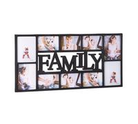 Relaxdays Cadre photos pêle-mêle 10 photos Galerie mur cadre mural Family famille HxlxP: 36,5 x 72 x 2 cm, noir
