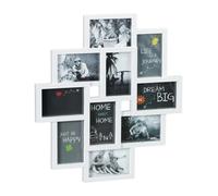 Relaxdays Cadre pêle-mêle 10 Photos, Plastique, Carton, Weiß, Blanc