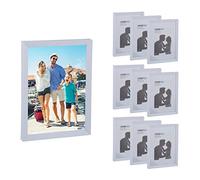 Relaxdays Cadres, Lot de 10, 13x18 cm, Discret, Plastique, Blancs