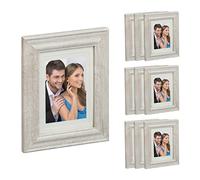 Relaxdays Cadres photo, lot de 10, 13x18 cm, format portrait ou paysage, à accrocher ou poser, passe-partout, nature