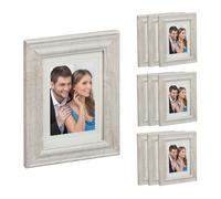 Relaxdays Cadres photo, lot de 10, 13x18 cm, format portrait ou paysage, à accrocher ou poser, passe-partout, nature