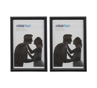 relaxdays Cadres photo, lot de 2, 10x15 cm, passe-partout 9x13 cm, picture frame à poser ou suspendre, noir