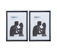 relaxdays Cadres photo, lot de 2, 13x18 cm, passe-partout 9x13 cm, picture frame à poser ou suspendre, noir