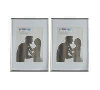 relaxdays Cadres photo, lot de 2, format DIN A4, passe-partout 15x20 cm, picture frame à poser ou suspendre, argenté