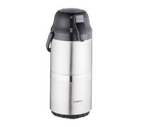 Relaxdays Cafetière à Pompe 3 L, café, Bouton Poussoir & tête Amovible, Acier Inoxydable & Plastique, argenté - Noir