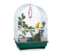 Relaxdays cage à oiseaux, volière, pinsons, canaris, perchoir, mangeoire, H x l x P 49,5 x 34,5 x 28 cm, blanc/vert
