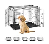 Relaxdays Cage de Chiens pour la Maison, Bureau, boîte de Chiens de Voiture, avec récipient, 91 cm, Noir
