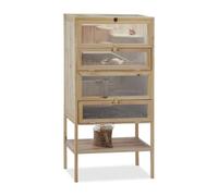 Relaxdays Cage de Hamster XXL en Bois, 3 étages, Volets, fenêtre de visualisation, Petits rongeurs, 120x60x40 cm, Nature