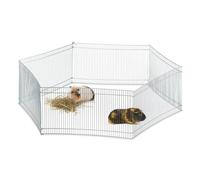 Relaxdays Cage extérieur Lapin, 6 éléments, pour Petits Animaux, enclos Cochon d’Inde, zingué, H 27 cm, argenté