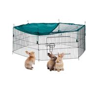 Relaxdays Cage extérieur lapin, avec filet, enclos pour rongeurs, avec protection contre le soleil, Ø 110 cm, vert
