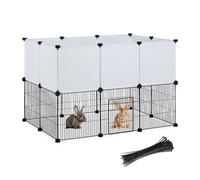 Relaxdays Cage extérieur lapin, en panneaux à assembler, HLP 72,5 x 110 x 74 cm, pour petits animaux, noir/blanc