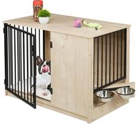 relaxdays Cage pour chien à la maison 2 écuelles rotatives