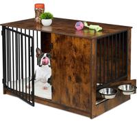 relaxdays Cage pour chien à la maison 2 écuelles rotatives