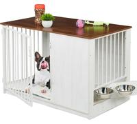relaxdays Cage pour chien à la maison 2 écuelles rotatives
