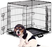 Relaxdays Cage pour Chien Pliante Boîte Transport Voiture Box pour Chiot 2 Portes Bac Fond Box Grillage Métal M Noir