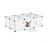 Relaxdays Cage pour Petits Animaux de Compagnie, 37x110x75 cm, enclos avec Porte et Protection, Transparente, Blanche