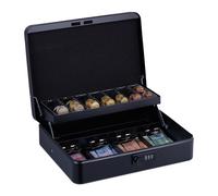 Relaxdays Caisse à Monnaie, Pratique, Combinaison à 3 Chiffres, en Fer, H x L x P : 8,5 x 30,5 x 25 cm, Noire