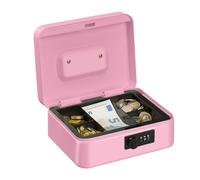Relaxdays Caisse à Monnaie, avec Combinaison à 3 Chiffres, Rangement d’Argent en Fer, H x L x P 8,5 x 20 x 17 cm, Rose