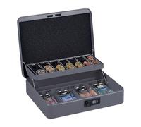 Relaxdays Caisse à Monnaie, Pratique, Combinaison à 3 Chiffres, en Fer, H x L x P : 8,5 x 30,5 x 25 cm, Grise