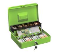 Relaxdays Caisse à Monnaie, verrouillable, Compartiments pour pièces et Billets, Fer, HLP 8,5 x 30,5 x 24,5 cm, Vert