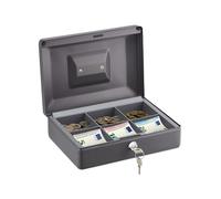 Relaxdays Caisse à Monnaie, verrouillable, Fer, 2 clés, pour pièces et Billets, H x L x P : 9 x 25 x 18 cm, Grise