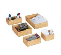 Relaxdays Caisse de rangement bambou lot de 5 organiseur tiroir cuisine salle de bain bureau diff. tailles nature