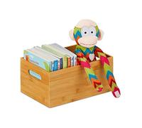 Relaxdays Caisse de rangement bambou, solide, boîte pratique sans couvercle, 14x30x20 cm, salle de bain, cuisine, nature